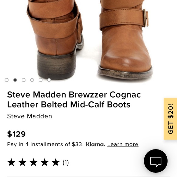 Steve Madden Brewzzer Cognac Leather Belted Boot - Picture 2 of 10